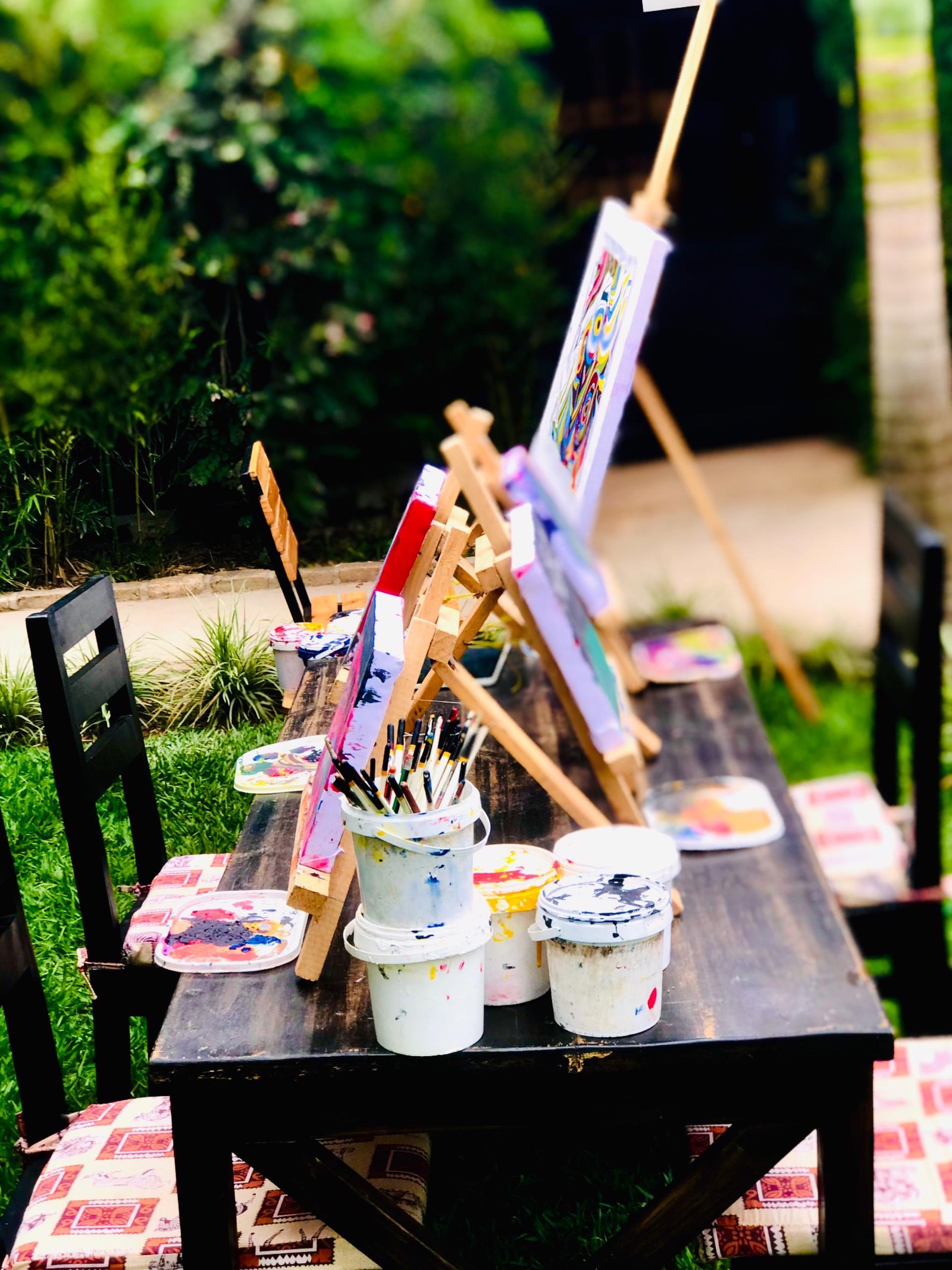 Painting session at Kigali Pottery